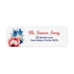 Patriotic Fireworks 4th of July Return Address 