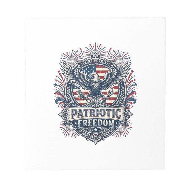 Patriotic Fireworks Festival Vector Graphic Tee_1 Notepad (Front)