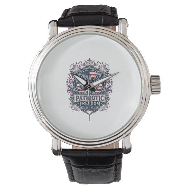 Patriotic Fireworks Festival Vector Graphic Tee_1 Watch (Front)