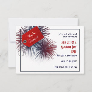 Patriotic Fireworks for Memorial Day Invitation