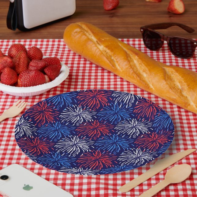 Patriotic Fireworks Paper Plate (Picnic)
