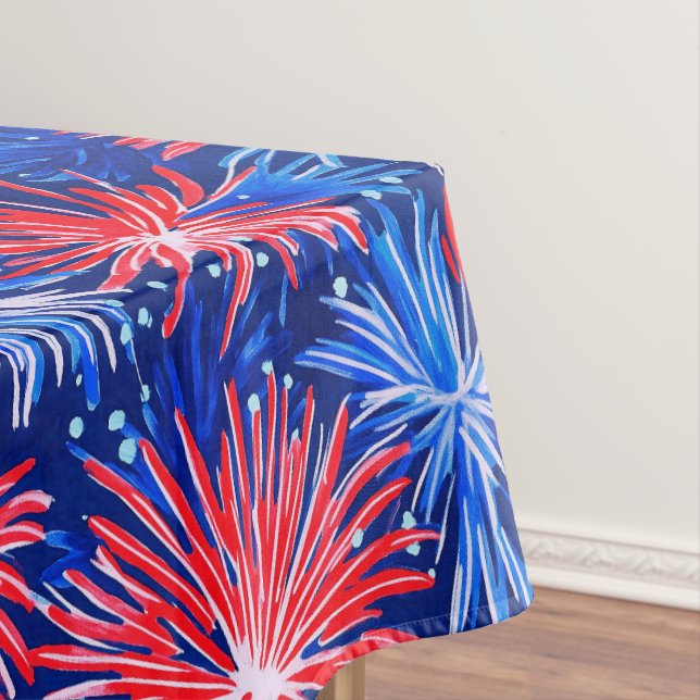 Patriotic Fireworks / Red White Blue Party  Tablecloth (In Situ)