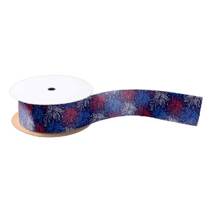 Patriotic Fireworks Satin Ribbon