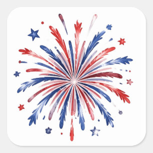 Patriotic fireworks  square sticker