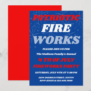 Patriotic Fireworks USA Summer Party Invitation