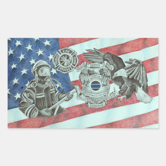 Patriotic First Responder  Sticker (Front)