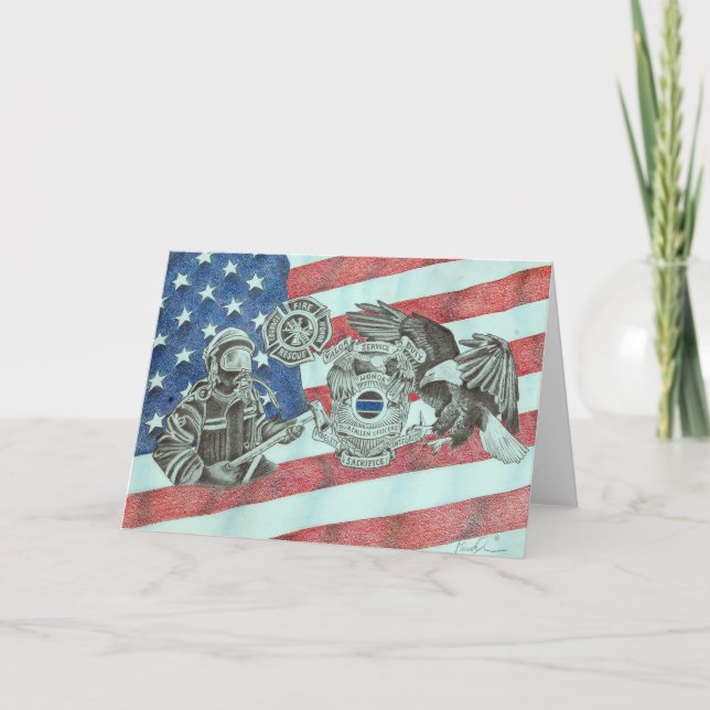 Patriotic First Responder Thank You Card (Front)