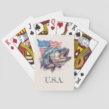 Patriotic Fisherman Classic Playing Cards