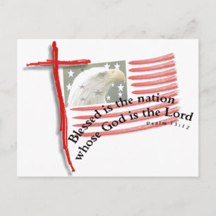 Patriotic Flag and Cross Postcard
