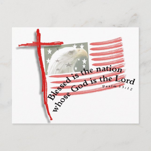 Patriotic Flag and Cross Postcard (Front)