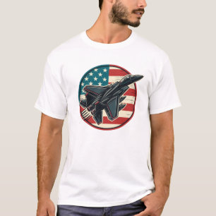 Patriotic Flag and F-15 Jet T-Shirt