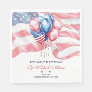 Patriotic Flag & Balloons Military Retirement Napkin