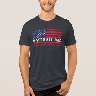 Patriotic Flag Baseball Dad Tri-Blend Shirt