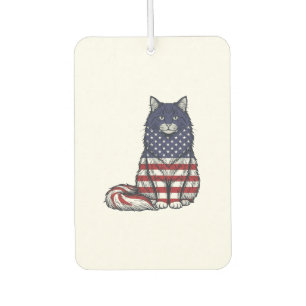 Patriotic Flag Cat Vintage Engraving Shirt Design_ Air Freshener