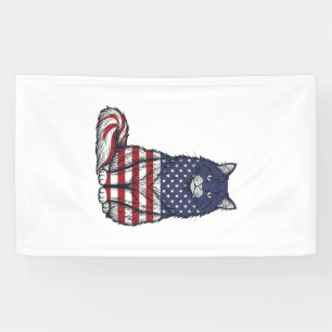 Patriotic Flag Cat Vintage Engraving Shirt Design_ Banner