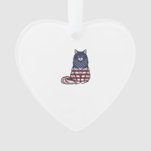 Patriotic Flag Cat Vintage Engraving Shirt Design_ Ornament