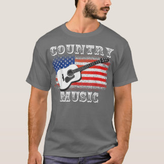 Patriotic Flag Country Music Guitar Guitarist Banj T-Shirt