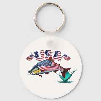 Patriotic Flag Covered Rainbow Trout  Keychain