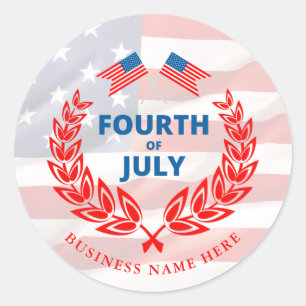Patriotic Flag Custom Company Name Forth of July Classic Round Sticker