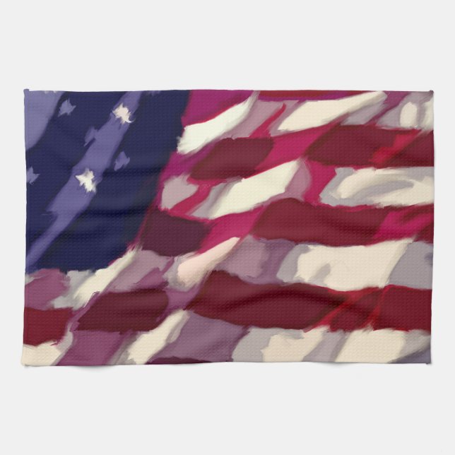 Patriotic Flag Dishtowl Kitchen Towel (Horizontal)