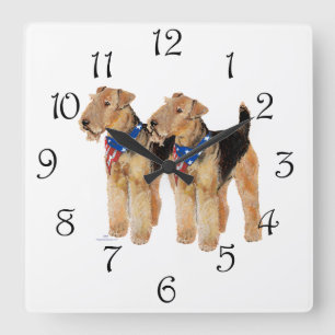 Patriotic Flag Duo Square Wall Clock
