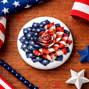 Patriotic Flag Floral Illustration 1 Inch Round Button