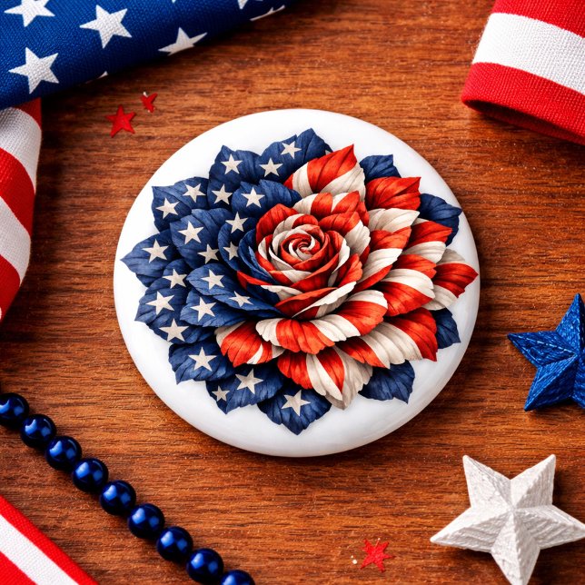 Patriotic Flag Floral Illustration 1 Inch Round Button (Creator Uploaded)