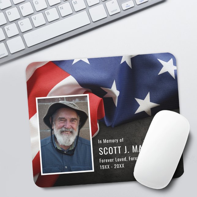 Patriotic Flag In Loving Memory Sympathy Photo Mouse Pad (Patriotic Flag In Loving Memory Sympathy Photo Mouse Pad)