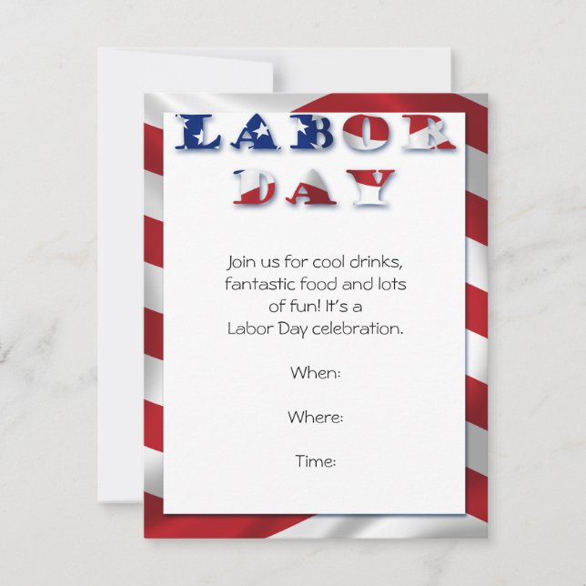 Patriotic Flag Labour Day Party Invitation (Front)