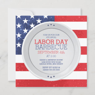 Patriotic Flag Labour Day Summer Barbecue Party Invitation