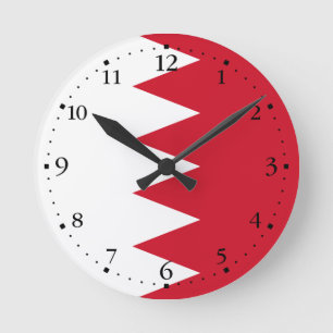 Patriotic Flag of Bahrain Round Clock