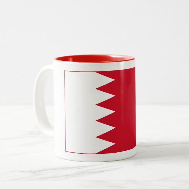 Patriotic Flag of Bahrain Two-Tone Coffee Mug (Front Left)