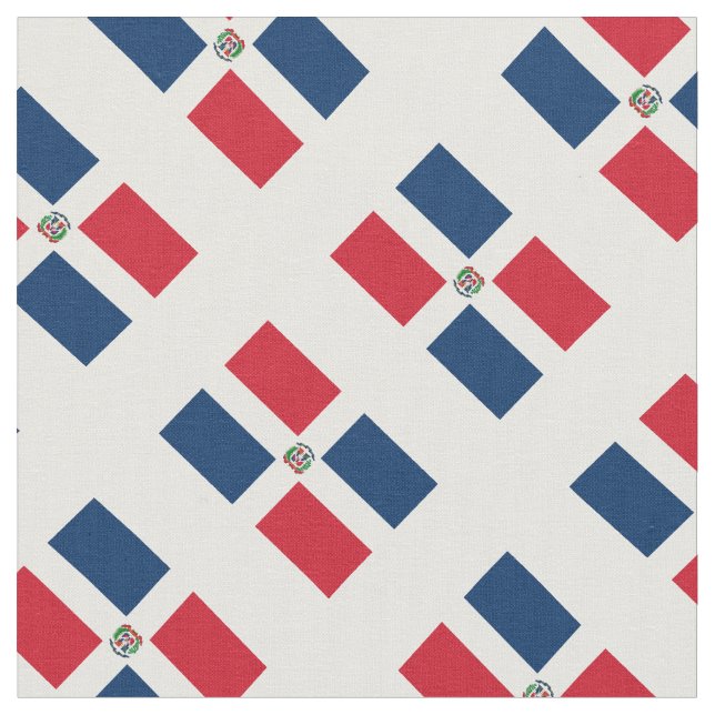 Patriotic: Flag of Dominican Republic Print Fabric (Close Up)