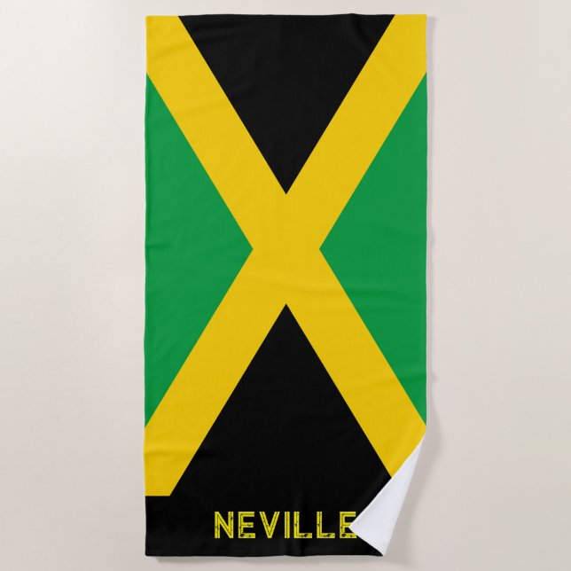 Patriotic Flag of Jamaica Beach Towel (Front)