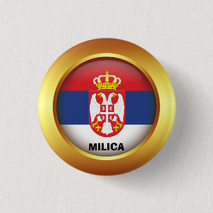 Patriotic flag of Serbia 1 Inch Round Button