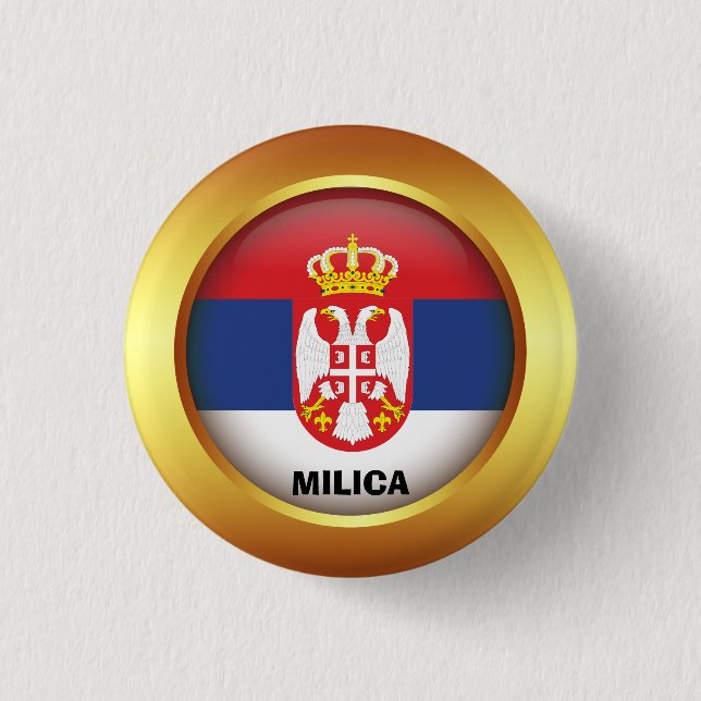 Patriotic flag of Serbia 1 Inch Round Button (Front)