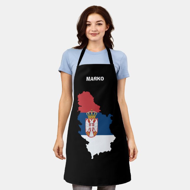 Patriotic flag of Serbia Apron (Worn)