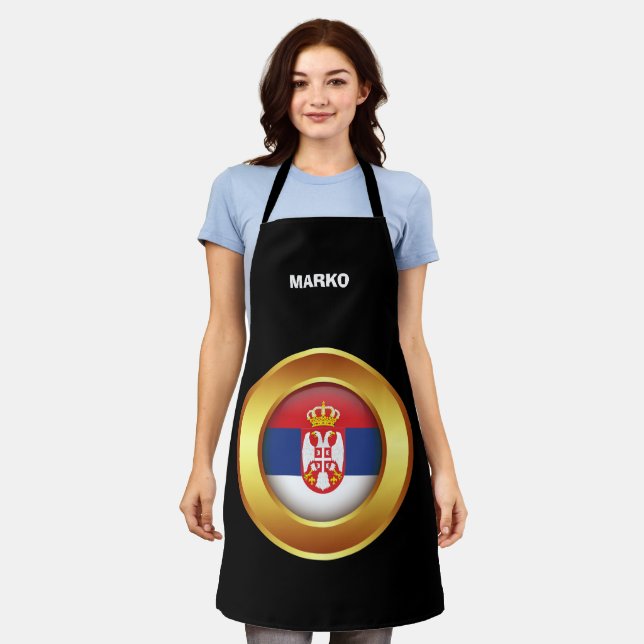 Patriotic flag of Serbia Apron (Worn)