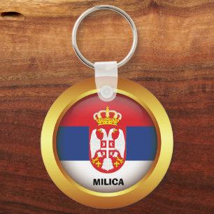 Patriotic flag of Serbia Keychain