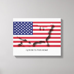 Patriotic Flag of USA AMERICA Customized Text Canvas Print