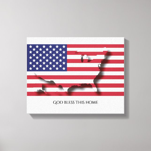 Patriotic Flag of USA AMERICA Customized Text Canvas Print (Front)