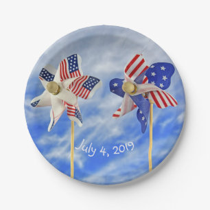 patriotic flag pinwheel for 4th of July Paper Plate