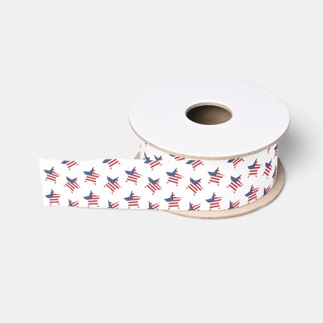 Patriotic Flag Stars Grosgrain Ribbon (Spool)