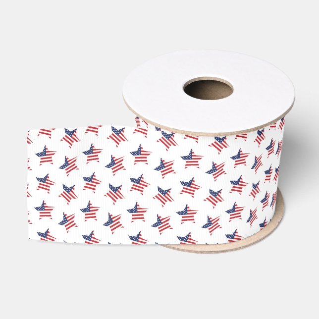 Patriotic Flag Stars Grosgrain Ribbon (Spool)