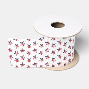 Patriotic Flag Stars Satin Ribbon