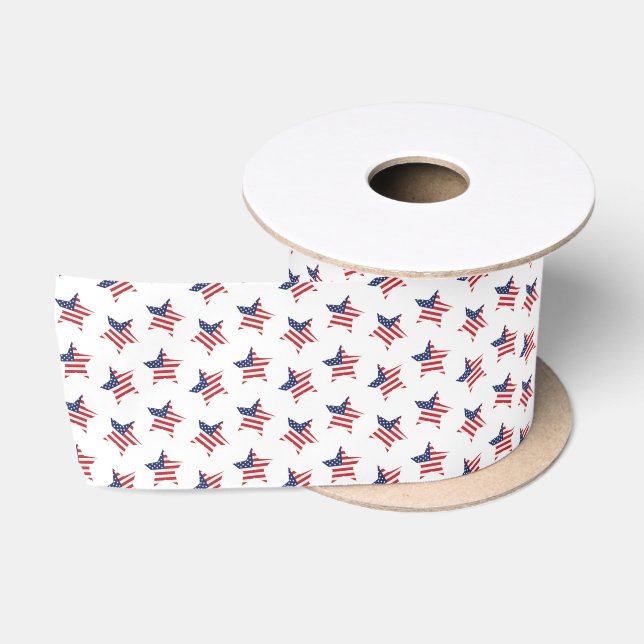 Patriotic Flag Stars Satin Ribbon (Spool)