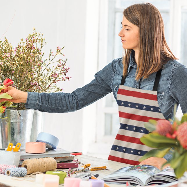 Patriotic Flag Style Stripes Apron (apron)