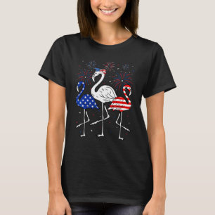 Patriotic Flamingo Firework Red White Blue 4th Of  T-Shirt