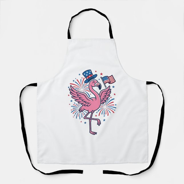 Patriotic Flamingo Fireworks Vector Design_1 Apron (Front)