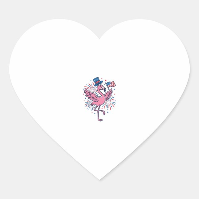 Patriotic Flamingo Fireworks Vector Design_1 Heart Sticker (Front)